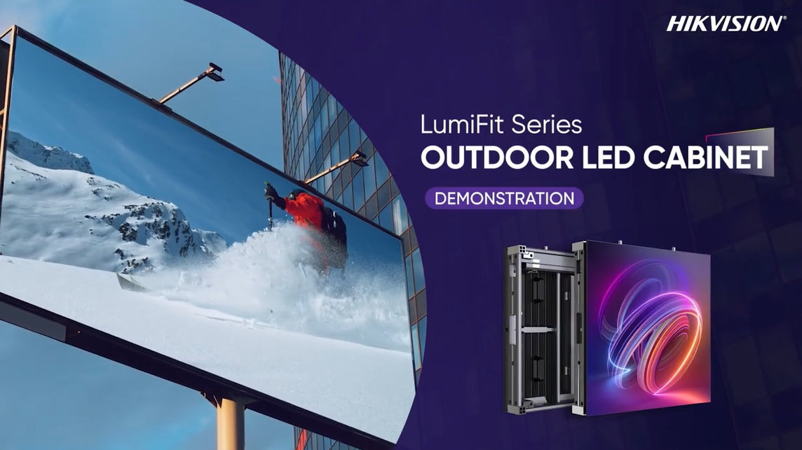 Carregar vídeo: Hikvision Outdoor LED Cabinet LumiFit Series Unboxing and Demo